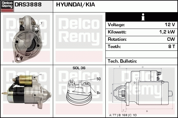 DELCO REMY DRS3888 Starter