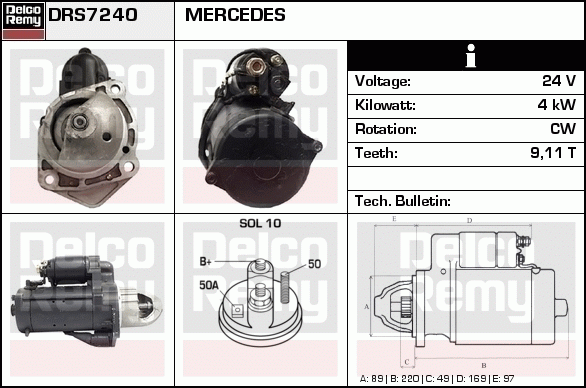 DELCO REMY DRS7240 Starter