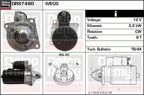 DELCO REMY DRS7490 Starter