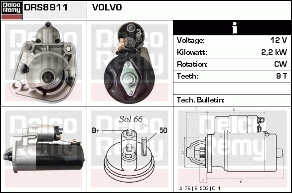 DELCO REMY DRS8911 Starter