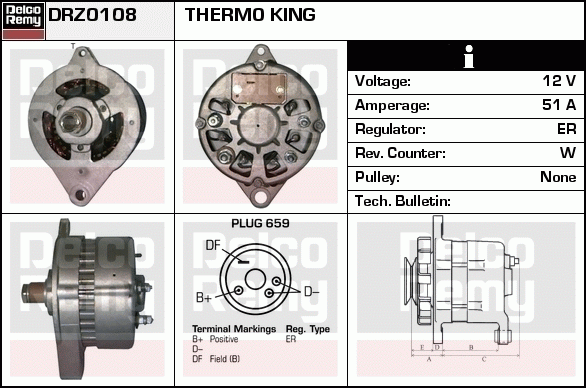 DELCO REMY DRZ0108 Alternator