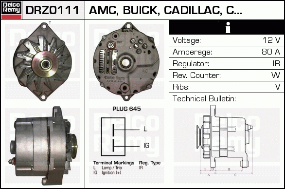 DELCO REMY DRZ0111 Alternator