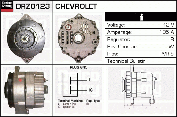 DELCO REMY DRZ0123 Alternator