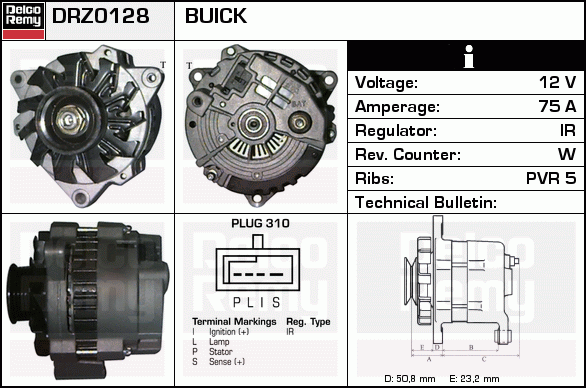 DELCO REMY DRZ0128 Alternator