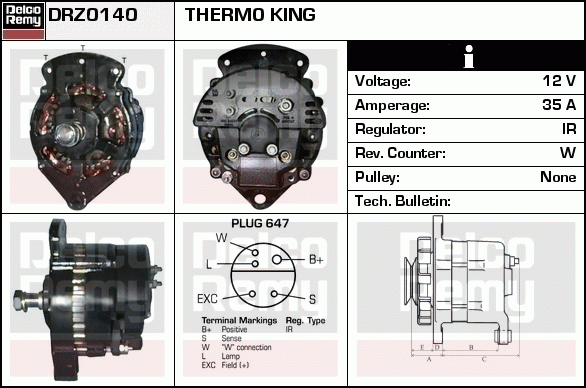 DELCO REMY DRZ0140 Alternator