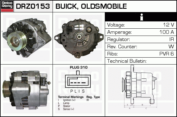 DELCO REMY DRZ0153 Alternator