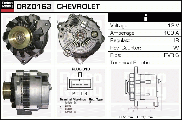 DELCO REMY DRZ0163 Alternator