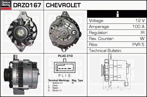 DELCO REMY DRZ0167 Alternator