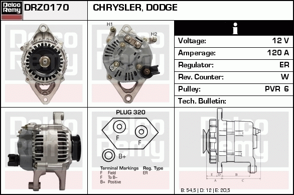 DELCO REMY DRZ0170 Alternator