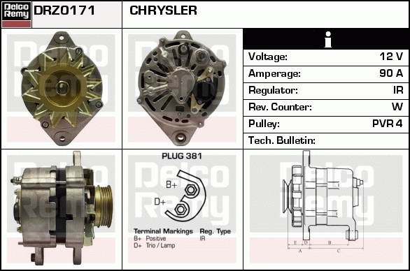 DELCO REMY DRZ0171 Alternator