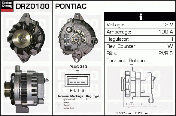 DELCO REMY DRZ0180 Alternator