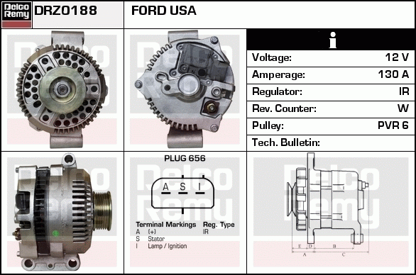 DELCO REMY DRZ0188 Alternator