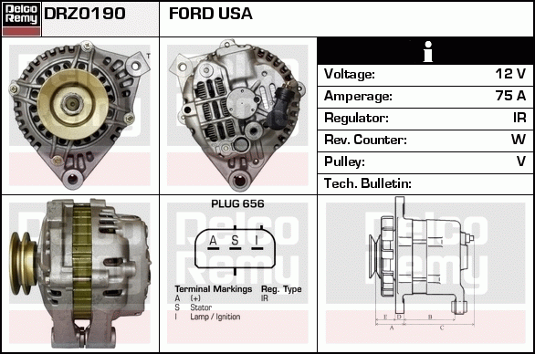 DELCO REMY DRZ0190 Alternator