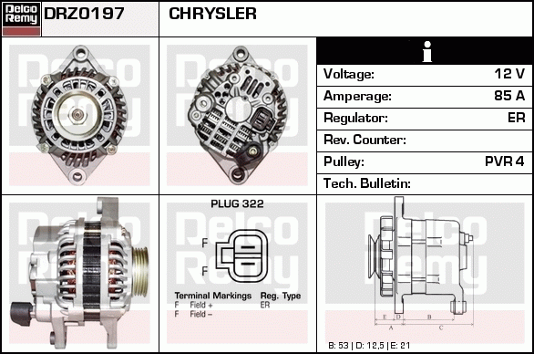 DELCO REMY DRZ0197 Alternator