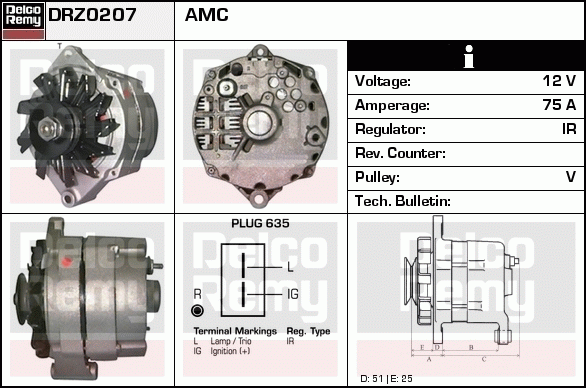 DELCO REMY DRZ0207 Alternator