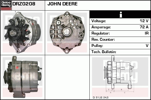 DELCO REMY DRZ0208 Alternator