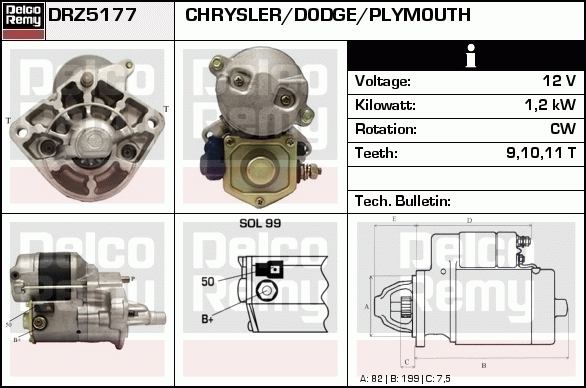 DELCO REMY DRZ5177 Starter