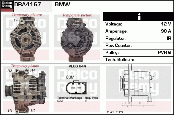 DELCO REMY DRA4167 Alternator