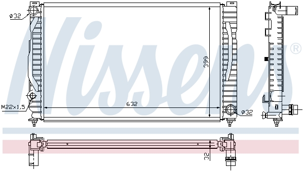 NISSENS 60496 Radiatore, Raffreddamento motore-Radiatore, Raffreddamento motore-Ricambi Euro