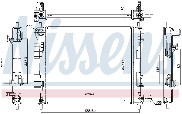 NISSENS 606702 Radiatore, Raffreddamento motore-Radiatore, Raffreddamento motore-Ricambi Euro