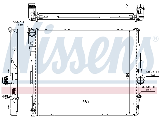 NISSENS 60807 Radiatore, Raffreddamento motore