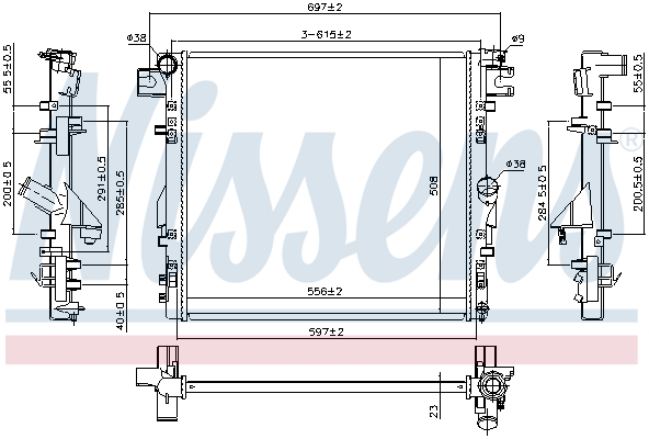 NISSENS 61037 Radiatore, Raffreddamento motore