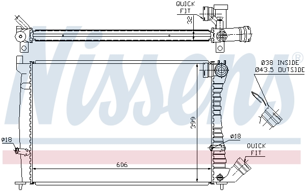 NISSENS 61338A Radiatore, Raffreddamento motore-Radiatore, Raffreddamento motore-Ricambi Euro