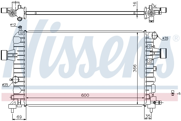 NISSENS 630744 Radiatore, Raffreddamento motore