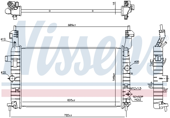 NISSENS 630748 Radiatore, Raffreddamento motore