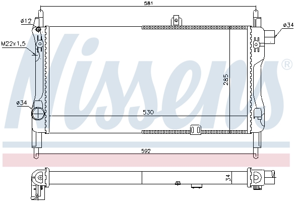 NISSENS 632381 Radiatore, Raffreddamento motore