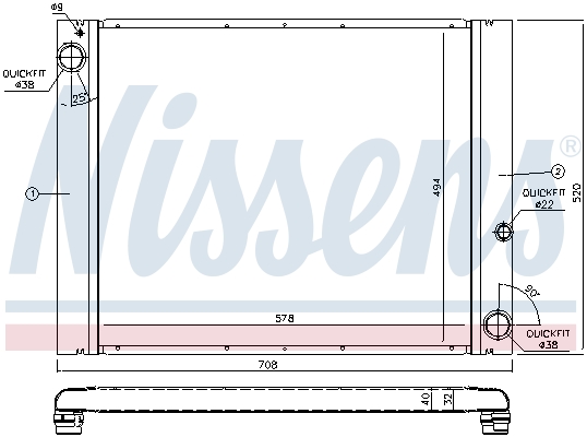 NISSENS 64325 Radiatore, Raffreddamento motore