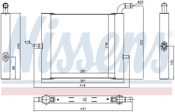 NISSENS 64338 Radiatore bassa temperatura, Intercooler-Radiatore bassa temperatura, Intercooler-Ricambi Euro