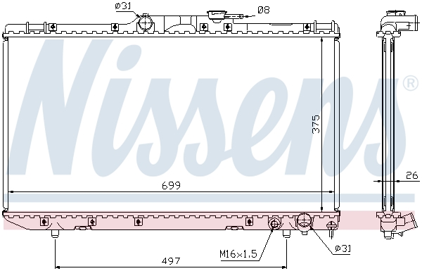 NISSENS 64664A Radiatore, Raffreddamento motore-Radiatore, Raffreddamento motore-Ricambi Euro