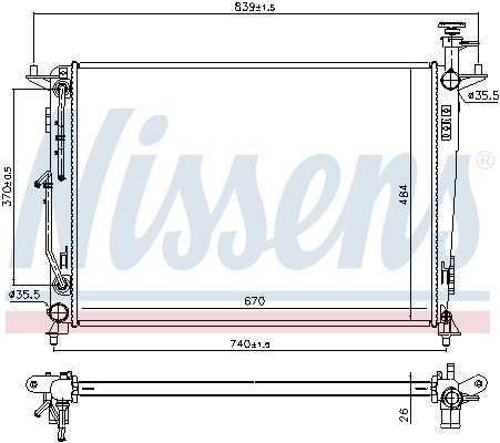 NISSENS 666224 Radiatore, Raffreddamento motore