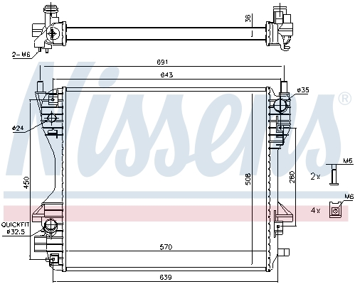 NISSENS 66707 Radiatore, Raffreddamento motore-Radiatore, Raffreddamento motore-Ricambi Euro