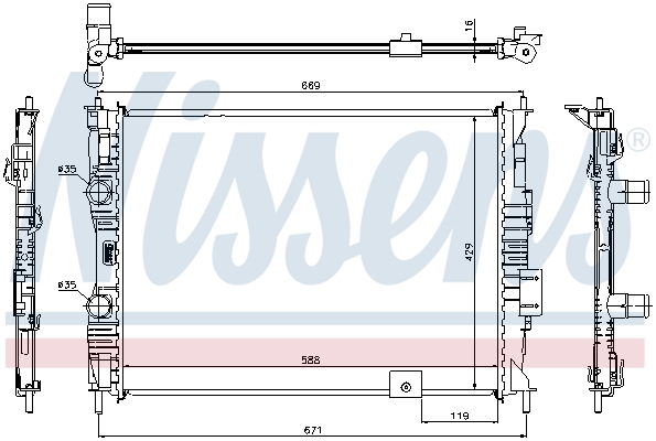 NISSENS 67363 Radiatore, Raffreddamento motore