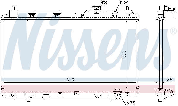 NISSENS 68101A Radiatore, Raffreddamento motore