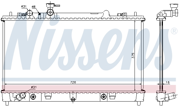 NISSENS 68508 Radiatore, Raffreddamento motore