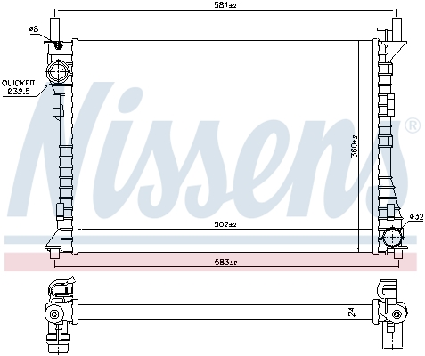 NISSENS 69224 Radiatore, Raffreddamento motore-Radiatore, Raffreddamento motore-Ricambi Euro