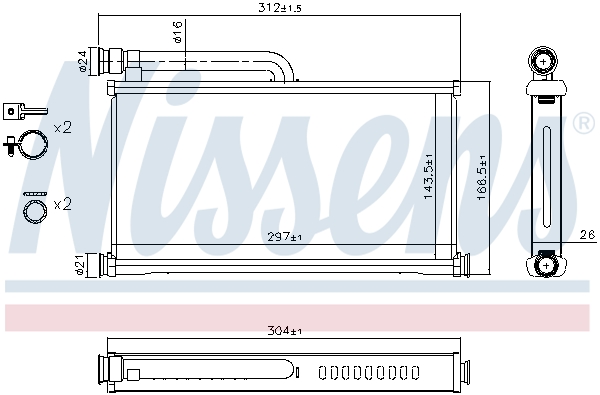 NISSENS 70233 Scambiatore calore, Riscaldamento abitacolo