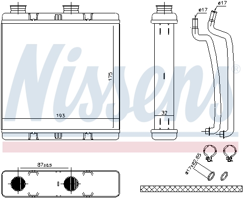 NISSENS 707173 Scambiatore calore, Riscaldamento abitacolo