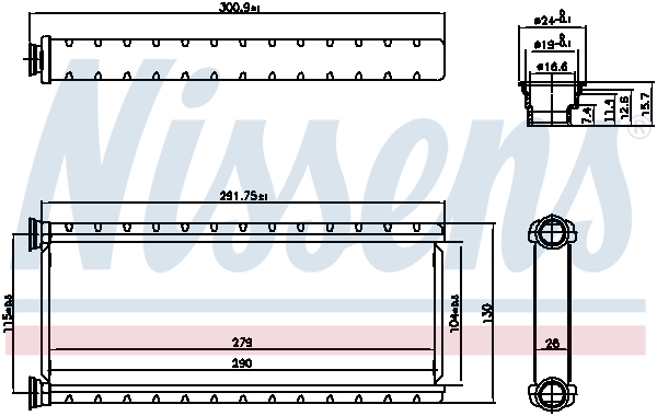 NISSENS 707201 Scambiatore calore, Riscaldamento abitacolo