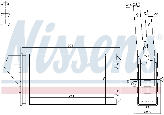 NISSENS 71143 Scambiatore calore, Riscaldamento abitacolo