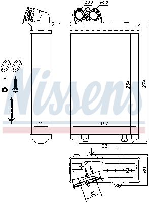 NISSENS 71152 Scambiatore calore, Riscaldamento abitacolo