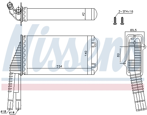 NISSENS 72953 Scambiatore calore, Riscaldamento abitacolo