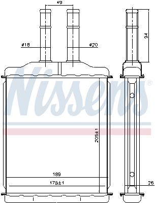 NISSENS 76505 Scambiatore calore, Riscaldamento abitacolo