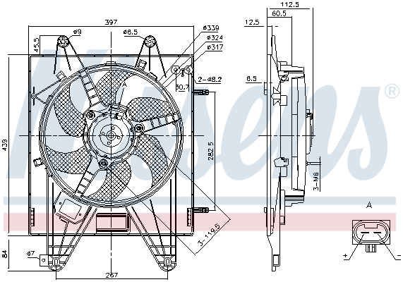 NISSENS 85166 Ventola, Raffreddamento motore