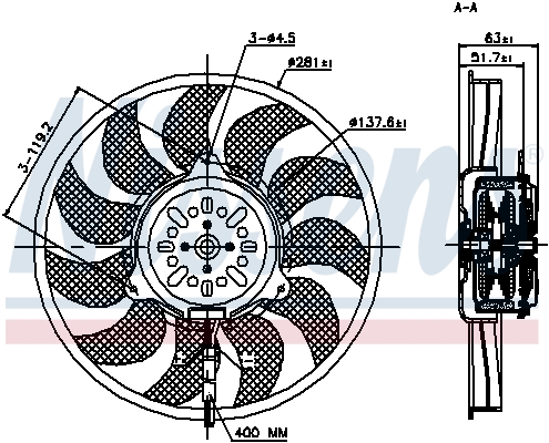 NISSENS 85692 Ventola, Raffreddamento motore