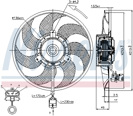 NISSENS 85703 Ventola, Raffreddamento motore