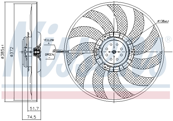 NISSENS 85743 Ventola, Raffreddamento motore